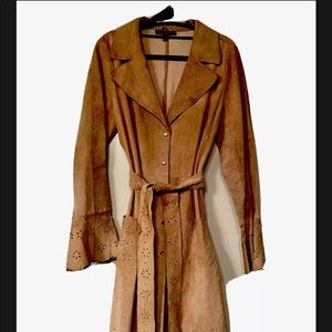 Arden B. leather jacket with scalloped sleeves